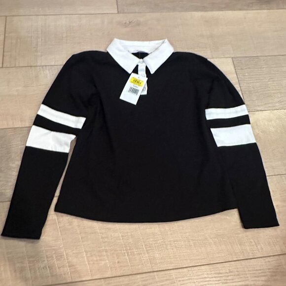 MOA MOA GIRLS BLACK AND WHITE LONG SLEEVE SHIRT NEW SMALL - Picture 1 of 8